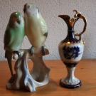 2 x Royal Dux Porzellan Wellensittiche und Kanne Böhmen