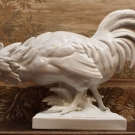 AELTESTE VOLKSTEDT, TIER-FIGUR " weißer HAHN " Thüringen / Germany, 41,2 cm Lang