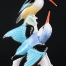 ENS Volkstedt Porzellan Figur Vogelpaar Eisvögel auf Ast "21 cm" Skulptur sculpt