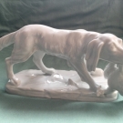  Tettau Porzellan Jagdhund mit Beute in Weiss Porzellan 