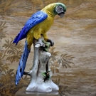 SITZENDORF-GERMANY, TIER-FIGUR " KAKADU - ARA " 23,2 cm HOCH, 1. Wahl HANDBEMALT