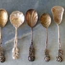 5 Zuckerlöffel Hildesheimer Rose 800/835 65 Gramm