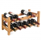 HOMFA Bambus Weinregal Flaschenregal für 12 Flaschen Weinhalter Weinständer Flaschenständer Weinflaschenhalter 60x24x25CM