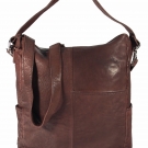 ECHT Leder große Umhängetasche Ledertasche HochFormat Washed - BRAUN