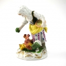 Hühnermagd Dresden alte Porzellanfigur Küken Familie Hahn Henne Figur Porzellan