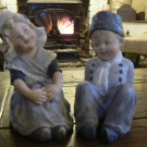 RARE PAIR ANTIQUE GERMAN GEBRUDER HEUBACH BISQUE DUTCH PIANO BABY FIGURES 