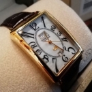 HAAS & CIE ALPHIOS HERRENUHR VERGOLDET EDELSTAHL PERLMUTT LEDERARMBAND