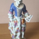 Antique German Porcelain Lady Playing Music Figure Figurine