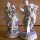 PAIR OF VION AND BAURY MASQUERADE BISQUE PORCELAIN FIGURES LADY HOLDING A MASK  