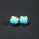 Paar Ohrstecker 14K/585er Gold mit Türkis um 1930/40 (E532)