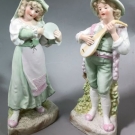 Antique Gebruder Heubach German bisque porcelain boy girl pair mandolin figurine