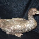 Große Bronze-Ente, versilbert, Frankreich, schöne Antikpatina, 39cm