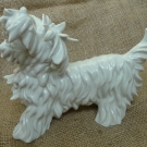 RARE VEB PORZELLANFABRIK UNTERWEISSBACH Porcelain Scottish Terrier DOG Figurine
