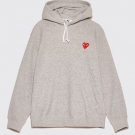 COMME DES GARÇONS PLAY SMALL HEART HOODED SWEATSHIRT GREY