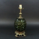 Tischlampe Lampenfuß Metall bronziert grünes Glas 1.Hälfte 20.Jhd (M315)