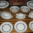 SCHUMANN ARZBERG .SPEISESERVICE f. 12 Pers. weiss blau gold Intarsien Goldrand