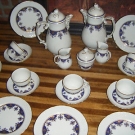 SCHUMANN ARZBERG  Kaffeeservice  f. 10  Pers. weiss blau gold Intarsien Goldrand