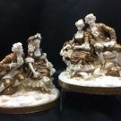 Pair of German Courting Man & Woman Porcelain Figures (KMT)