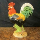 LARGE CARL THEIME DRESDEN PORCELAIN COCKEREL FIGURE