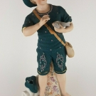  Antique Gebruder Heubach Bisque Porcelain Figure Boy With Fish 33cm Has Faults