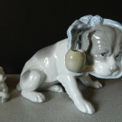 Gebruder Heubach Tooth-Ache Dog and Small Heubach Grt Dane Dog Figurines