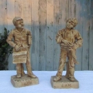 ANTIQUE PAIR OF 19thC ROBINSON AND LEADBEATER PARIAN FIGURES - 6 AM & 6PM