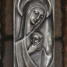 MADONNA MIT KIND - RELIEF - 23 x 10,5 x 1 cm - Echt Zinn - Handarbeit -