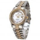 Yves Camani Tiberius Damenuhr Bicolor Edelstahl Vergoldet Perlmutt Weiß Gelb Neu