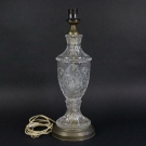 Große Tischlampe Glas Metall Floraldekor 1950er/60er Jahre (BE451)