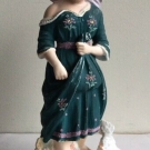 19th C ANTIQUE HEUBACH PORCELAIN PEASANT GIRL FIGURINE WITH HENS no. 1