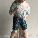 19th C ANTIQUE HEUBACH PORCELAIN PEASANT BOY FIGURINE WITH HEN no. 2