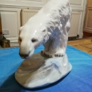 Very Large Amphora Figurine Of Polar Bear On Ice