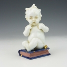 Antique Dresden German Porcelain - Putti Child On A Book - Lovely!