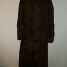 Swakara Persianer Mantel, Braun, Lang, Stehkragen, Glockenform, 40, Vintage