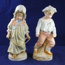 Antique Pair Gebruder Heubach Bisque Skipping Figurines Boy & Girl Piano Babies