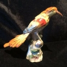 Oiseau en porcelaine de Locré polychrome Ancien vintage Bord Envoi International