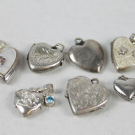 7 x Vintage .925 Sterling Silver HEART LOCKETS inc. Engraved (25g)