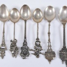 k06a29- 6x Silber Löffel, 800er und 835er Silber, Andenkenlöffel