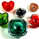 6 Stück ! 50´s Murano Glas Aschenbecher Händler Konvolut 1 (AB)