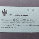 Eintrittskarte - Tiergarten-Gesellschaftshaus - Königsberg 1938
